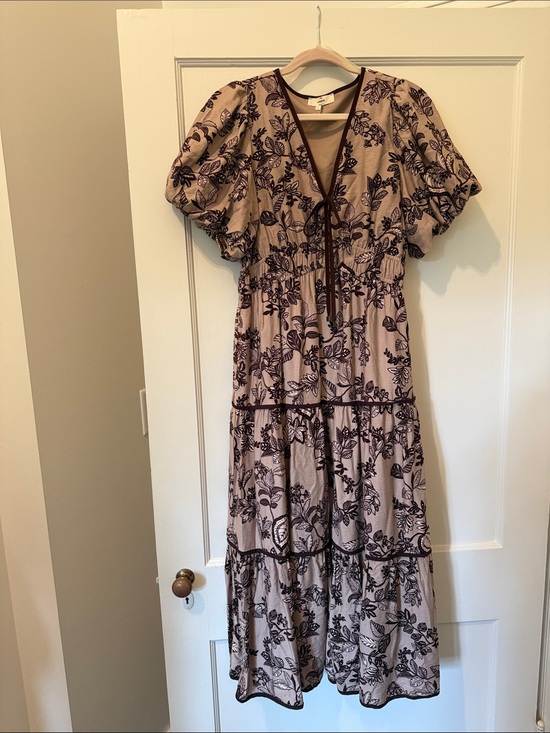 entro Dresses & Skirts - entro Beige Maxi Dress with Brown Floral Print